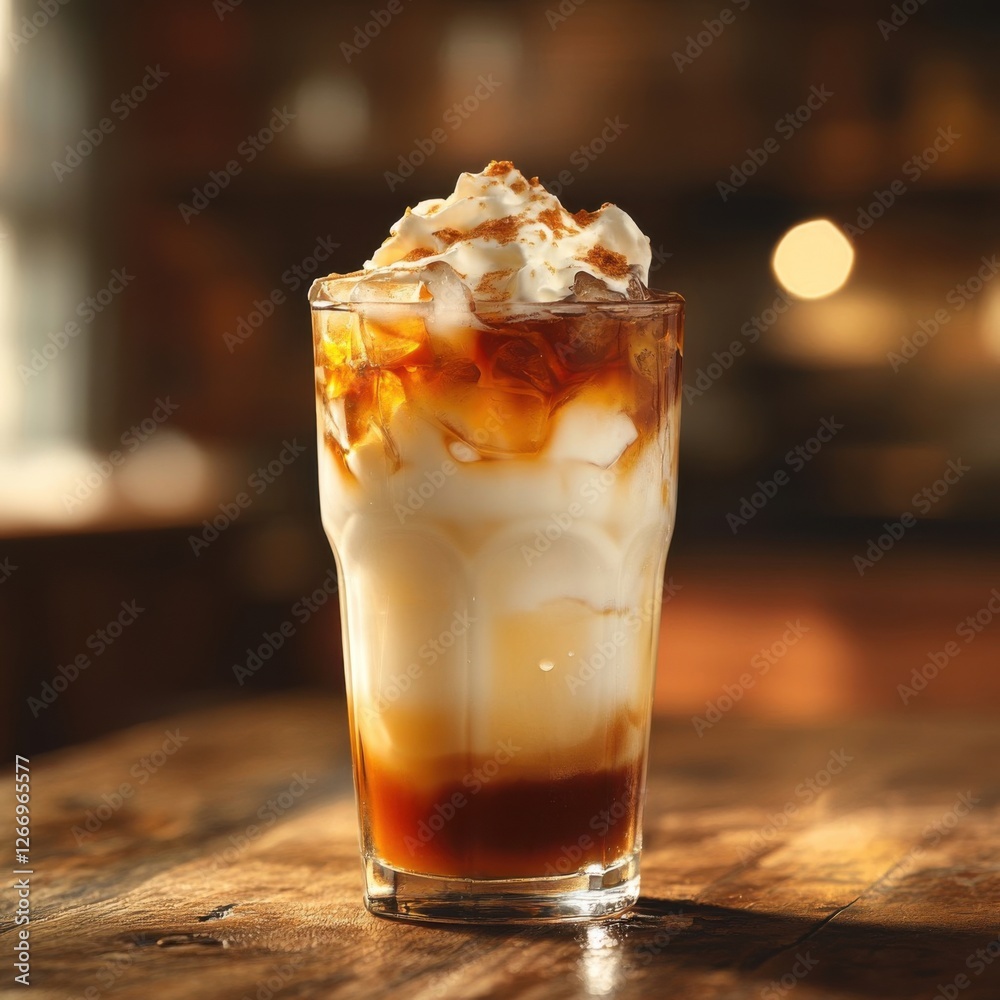 Refreshing Ice Coffee Drink with Cream and Caramel Sauce Delight Refreshing Ice Coffee Drink with Cream and Caramel Sauce Delight