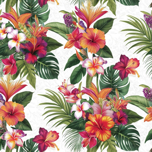 Trendy Floral pattern in the many kind of flowers. Tropical botanical . Seamless vector texture. Elegant template for fashion prints. Printing with in hand drawn style on white background.
