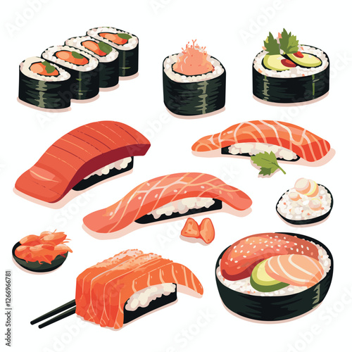 food, asian, restaurant, japanese, meal, delicious, sushi, cuisine, chinese, fresh, japan, rice, japanese food, japanese cuisine, smile, tasty, woman, illustration, man, gourmet, art, background, tabl
