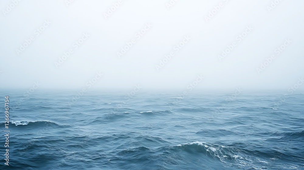 Misty Ocean Waves Rolling Under a Gray Sky Misty Ocean Waves Rolling Under a Gray Sky