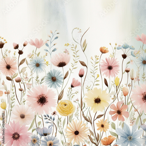 Trendy Floral pattern in the many kind of flowers. Tropical botanical . Seamless vector texture. Elegant template for fashion prints. Printing with in hand drawn style on white background.
