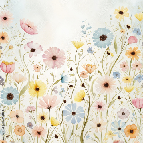 Trendy Floral pattern in the many kind of flowers. Tropical botanical . Seamless vector texture. Elegant template for fashion prints. Printing with in hand drawn style on white background.
