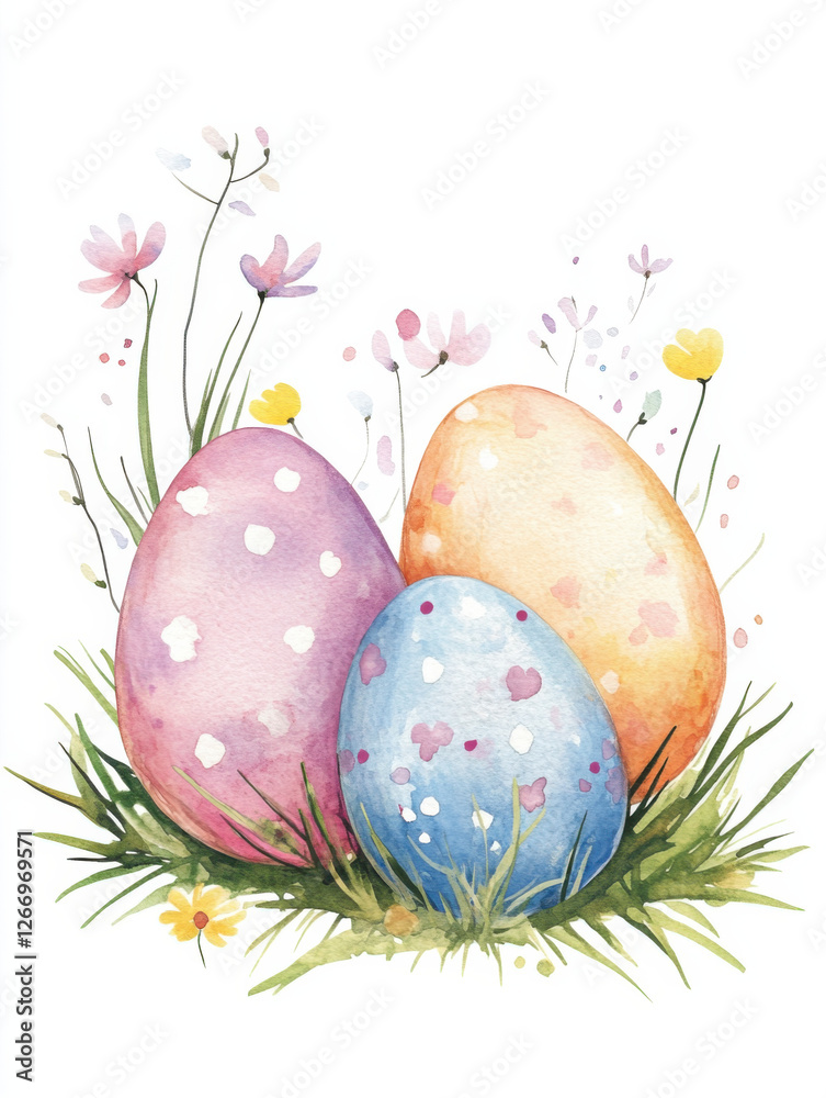Fototapeta premium Easter dreamy watercolor clip illustration clip arts.