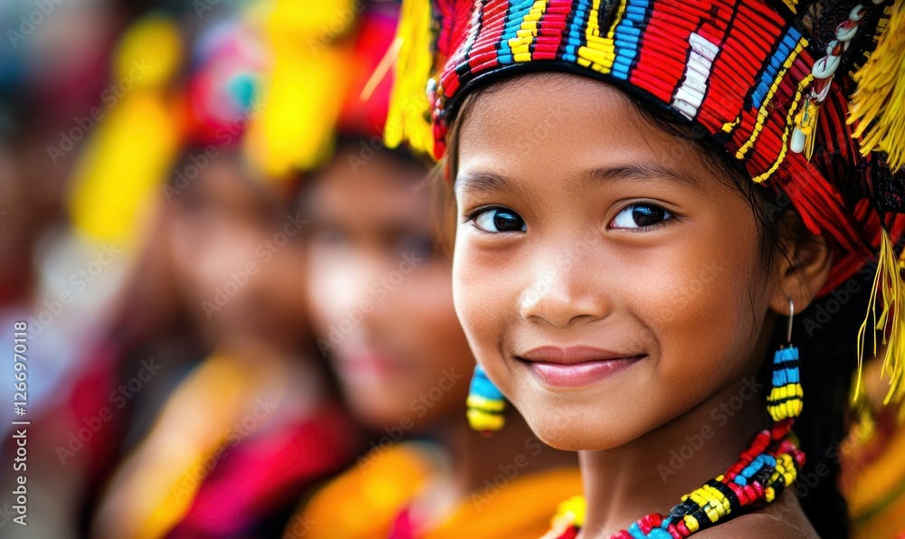 Smiling Girl in Traditional Colorful Attire