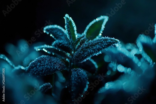 Wallpaper Mural Frosted plant in the dark of winter, used in holiday design Torontodigital.ca