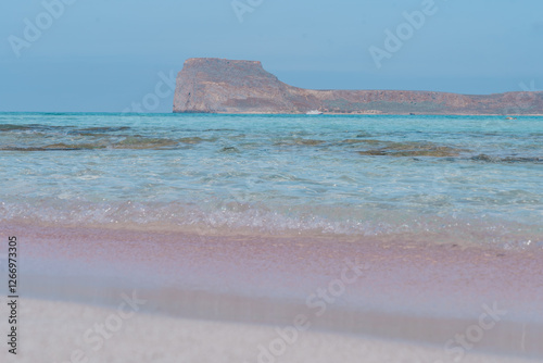 Breathtaking views at the balos beach where you can see a beautiful beach on the island of Crete.