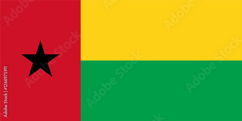 The flag of Guinea Bissau, with accurate proportions and official colors. Vector image.