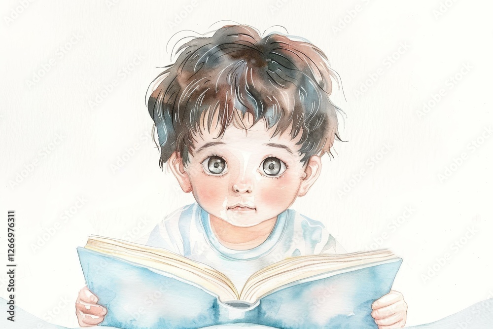 Curious boy engrossed in a book, exploring new worlds, wonder reflected in his eyes, cozy indoor setting, vibrant colors and textures. Curious boy engrossed in a book, exploring new worlds, wonder reflected in his eyes, cozy indoor setting, vibrant colors and textures.