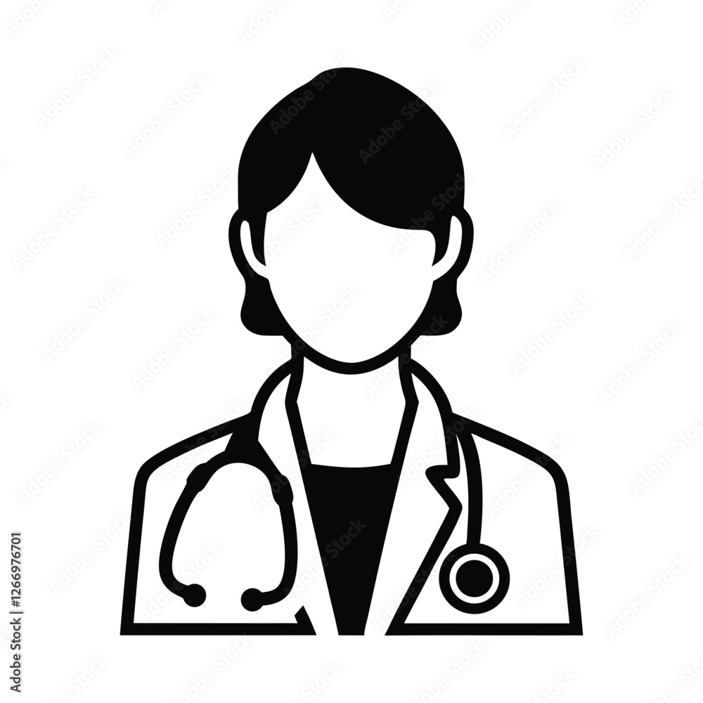 Healthcare doctor icon with stethoscope. Modern medical and hospital vector illustration for professional services, patient examination, and diagnosis. Healthcare doctor icon with stethoscope. Modern medical and hospital vector illustration for professional services, patient examination, and diagnosis.