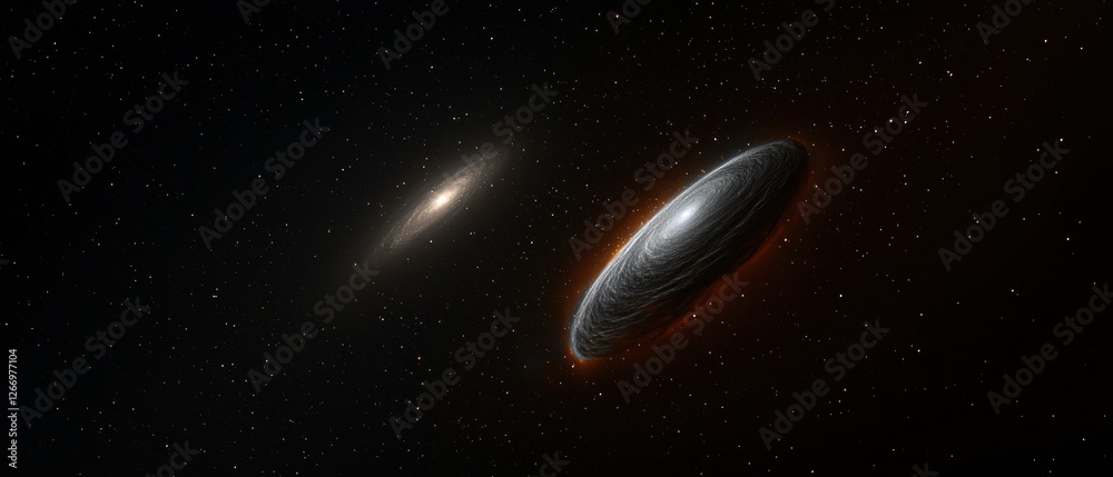 Naklejka premium Two Galaxies in Deep Space, Close Encounter