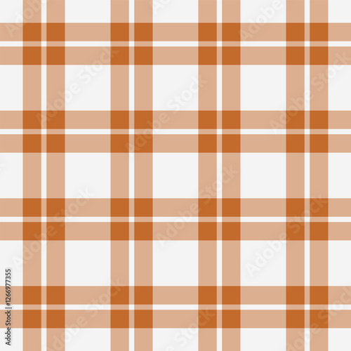 Stripped fabric seamless tartan, old pattern texture vector. Idea background plaid check textile in orange and white colors.
