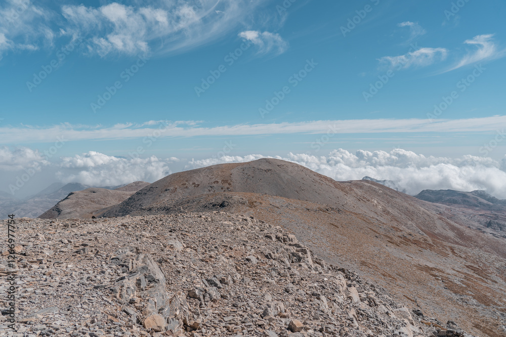 The highest mountain on Crete in Greece, called the mount Ida. The highest mountain on Crete in Greece, called the mount Ida.