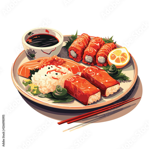 food, asian, restaurant, japanese, meal, delicious, sushi, cuisine, chinese, fresh, japan, rice, japanese food, japanese cuisine, smile, tasty, woman, illustration, man, gourmet, art, background, tabl