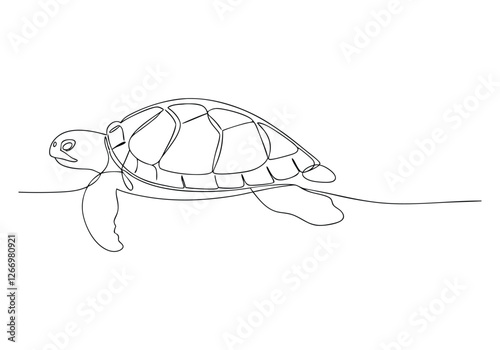 Continuous One Line Turtle | Minimalist Animal Vector Illustration
