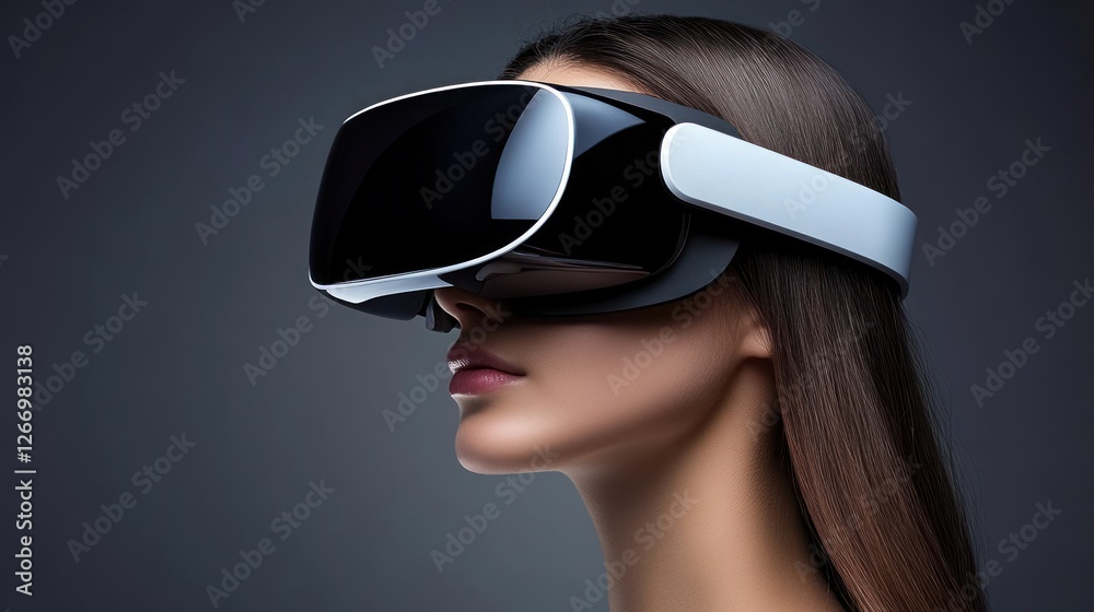 Woman Experiencing Immersive Virtual Reality Woman Experiencing Immersive Virtual Reality