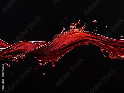 Dramatic Red Liquid Splash Frozen in Motion, High-Speed Photography of Vibrant Red Water Droplets Creating a Dynamic and Artistic Abstract Fluid Pattern