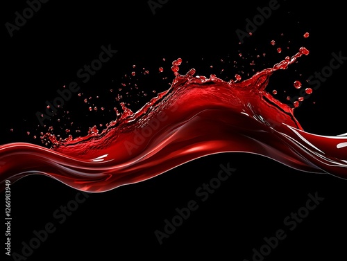 Dramatic Red Liquid Splash Frozen in Motion, High-Speed Photography of Vibrant Red Water Droplets Creating a Dynamic and Artistic Abstract Fluid Pattern