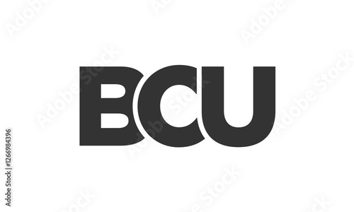 BCU logo design template with strong and modern bold text. Initial based vector logotype featuring simple and minimal typography. Trendy company identity.