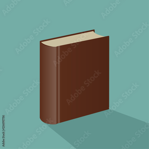 Standing book with blank brown cover mockup -  retro style vector - symbolizes reading, science, knowledge, learning or library