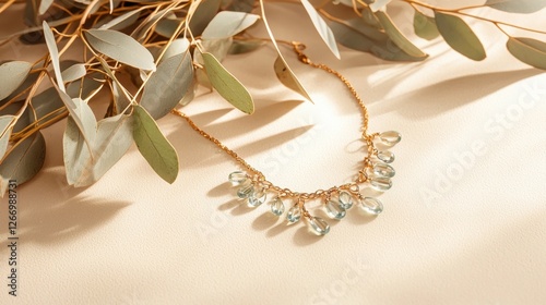 Elegant Fair Trade Sustainable Aquamarine Gemstone Necklace on Background