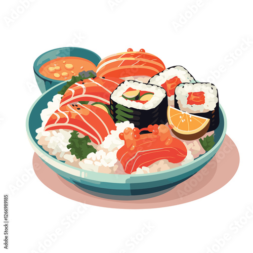 food, asian, restaurant, japanese, meal, delicious, sushi, cuisine, chinese, fresh, japan, rice, japanese food, japanese cuisine, smile, tasty, woman, illustration, man, gourmet, art, background, tabl