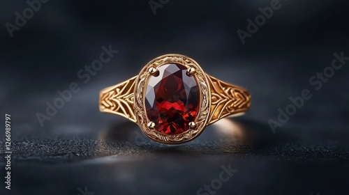 Vintage Garnet Ring with Intricate Design and Beautiful Gemstone Setting