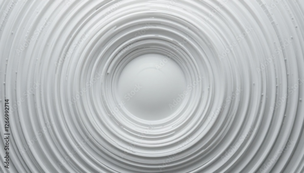Obraz premium Abstract white concentric circles with central sphere in minimalist design