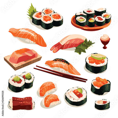 food, asian, restaurant, japanese, meal, delicious, sushi, cuisine, chinese, fresh, japan, rice, japanese food, japanese cuisine, smile, tasty, woman, illustration, man, gourmet, art, background, tabl