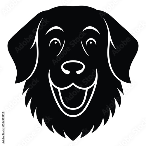 Golden Retriever Dog Happy Face Silhouette Icon with Cheerful Expression