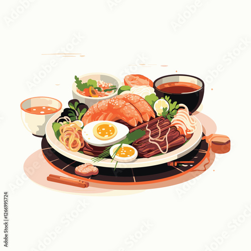 food, asian, restaurant, japanese, meal, delicious, sushi, cuisine, chinese, fresh, japan, rice, japanese food, japanese cuisine, smile, tasty, woman, illustration, man, gourmet, art, background, tabl