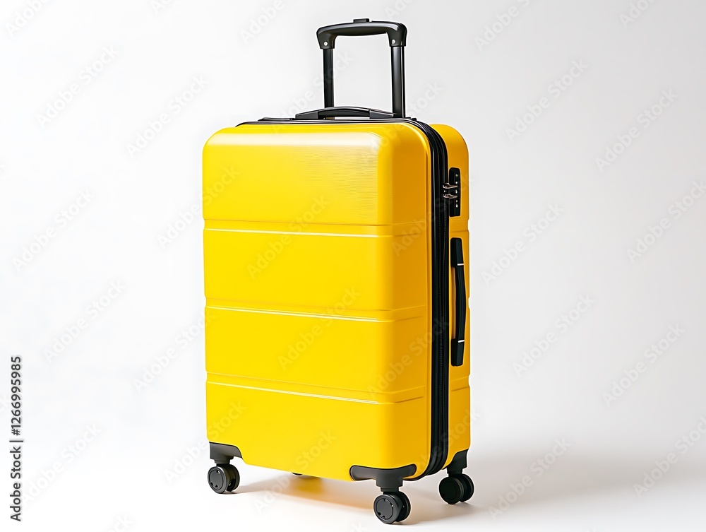 Bold and Sleek Yellow Travel Suitcase with Minimalist Design, Hard Shell Luggage with Black Accents, Secure Zipper, and Modern Aesthetic for Stylish Travelers Bold and Sleek Yellow Travel Suitcase with Minimalist Design, Hard Shell Luggage with Black Accents, Secure Zipper, and Modern Aesthetic for Stylish Travelers