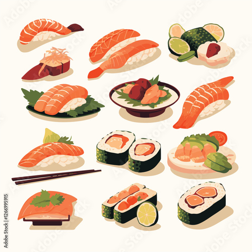 food, asian, restaurant, japanese, meal, delicious, sushi, cuisine, chinese, fresh, japan, rice, japanese food, japanese cuisine, smile, tasty, woman, illustration, man, gourmet, art, background, tabl