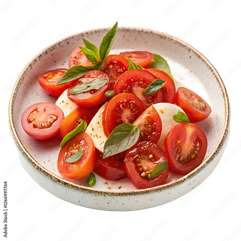 red tomato salad in plate isolated red tomato salad in plate isolated