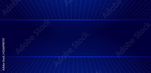 Digital perspective grid on blue background. Vector editable 