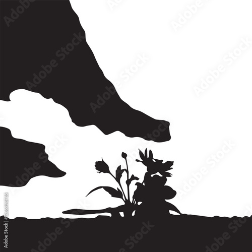 silhouette of a girl on a rock