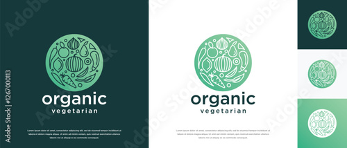 Healthy vegetarian food logo design vector concept. Healthy food logo icon with leaf.