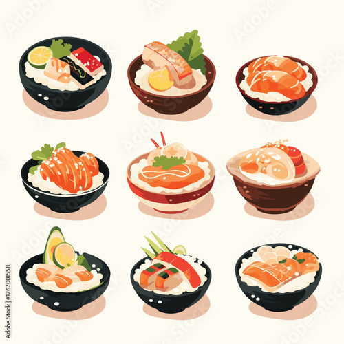 food, asian, restaurant, japanese, meal, delicious, sushi, cuisine, chinese, fresh, japan, rice, japanese food, japanese cuisine, smile, tasty, woman, illustration, man, gourmet, art, background, tabl