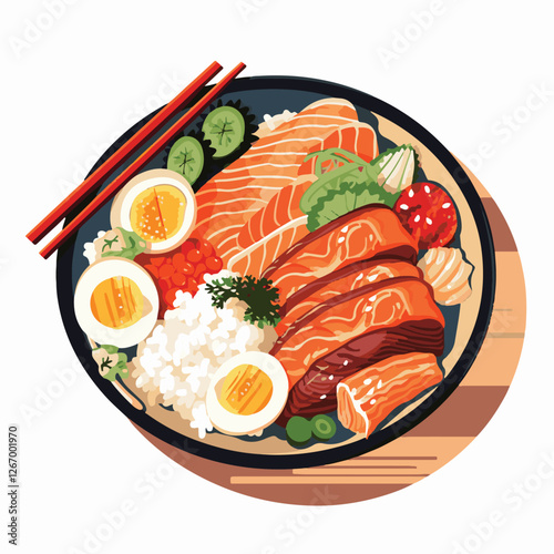 food, asian, restaurant, japanese, meal, delicious, sushi, cuisine, chinese, fresh, japan, rice, japanese food, japanese cuisine, smile, tasty, woman, illustration, man, gourmet, art, background, tabl