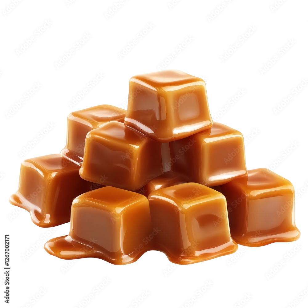 Caramel cubes isolated on Transparent PNG Caramel cubes isolated on Transparent PNG