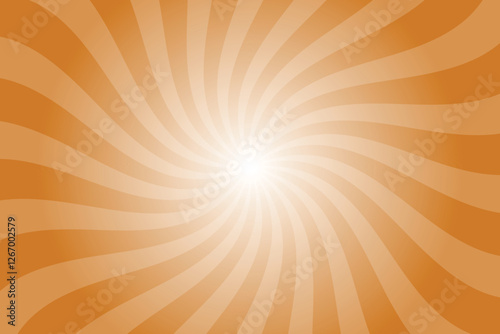 Abstract orange background with rays retro starburst rays. Ocher orange sunburst background vector illustration pattern beam rays. Spiral radial striped backdrop. Vector illustration.