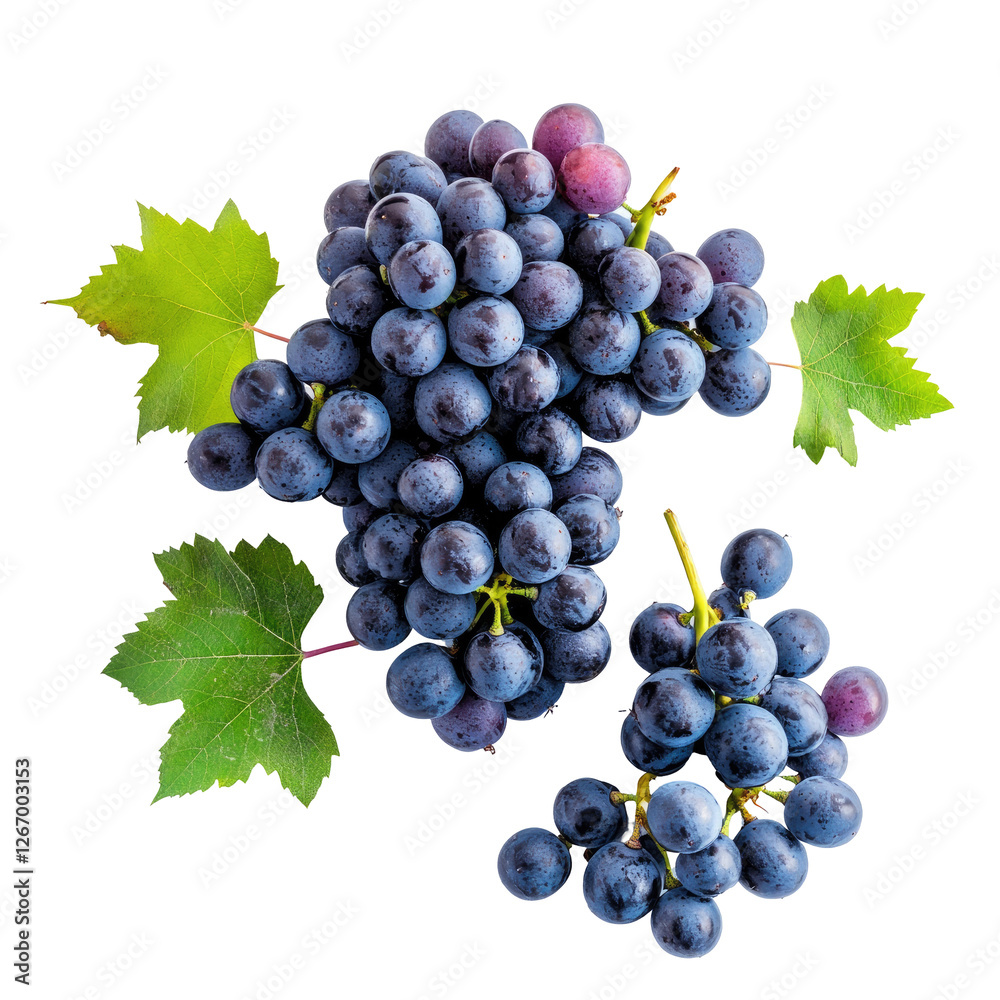 Fototapeta premium fresh purple grapes isolated on white or transparent background