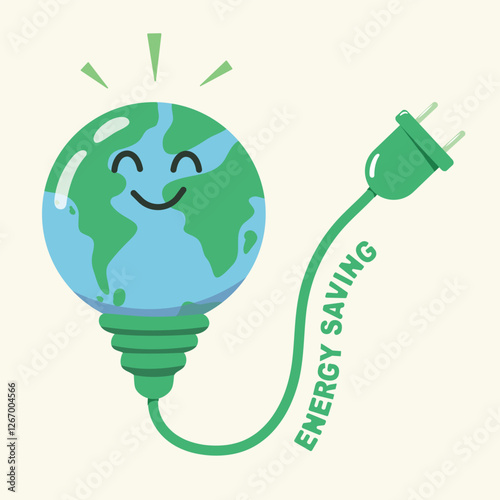 Energy saving light bulb sign, Electric saving, Environmental protection, Eco-friendly and Environment day concept.