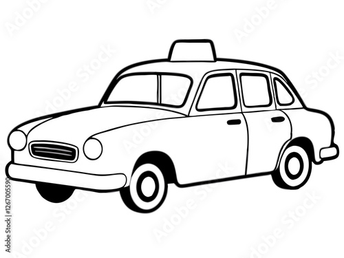 Local taxi Cab Illustration – Line Art Design