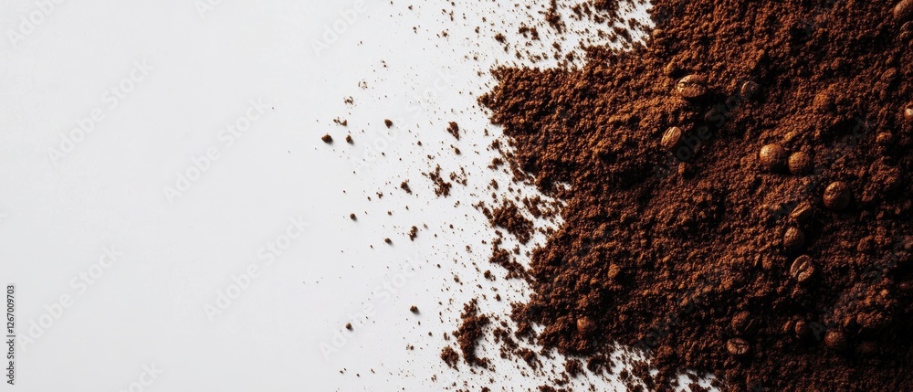 Coffee Grounds Spread Elegantly on a Bright Canvas Coffee Grounds Spread Elegantly on a Bright Canvas
