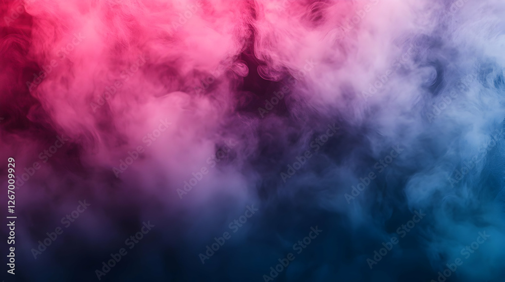 Fototapeta premium Pink blue smoke swirls, abstract background