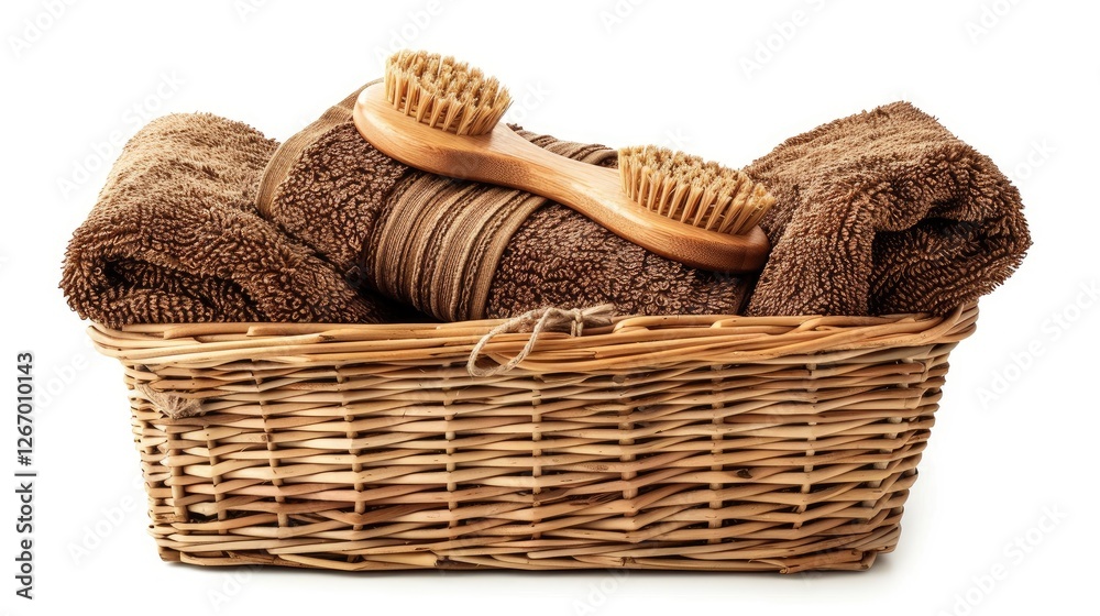 Obraz premium A wicker basket filled with natural spa tools