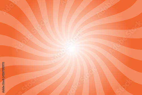 Abstract orange background with rays retro starburst rays. Rumba orange sunburst background vector illustration pattern beam rays. Spiral radial striped backdrop. Vector illustration.