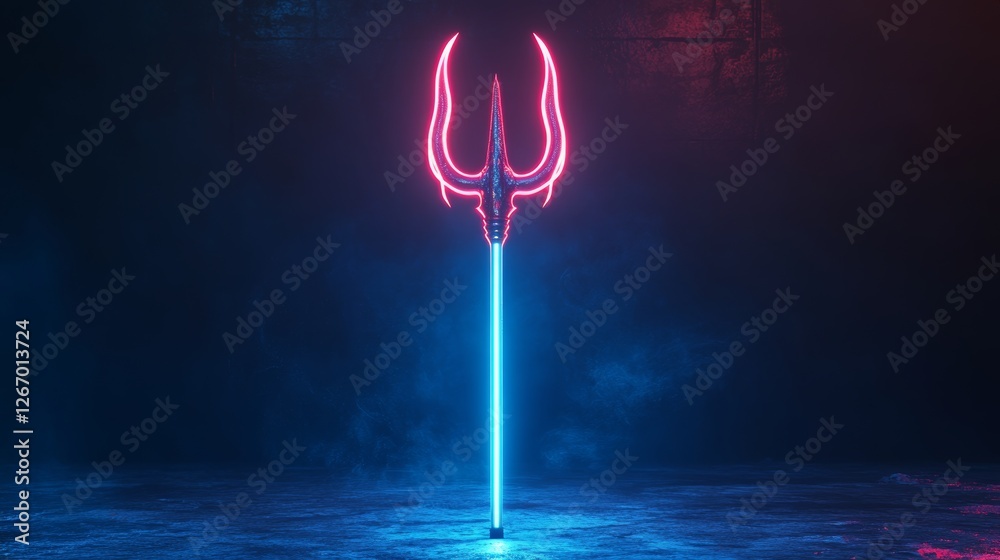 Glowing Neon Trident with Futuristic Vibes for Nighttime Events Glowing Neon Trident with Futuristic Vibes for Nighttime Events