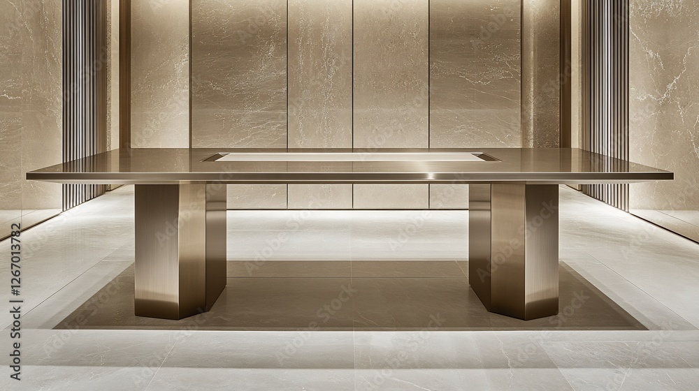 Obraz premium Elegant Modern Table Soft Light Minimalist Design. AI Generated