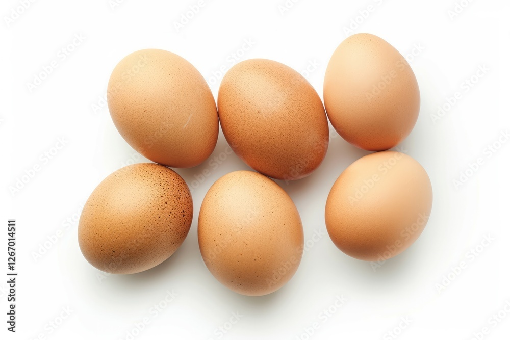 Few brown eggs on white background. AI image Few brown eggs on white background. AI image